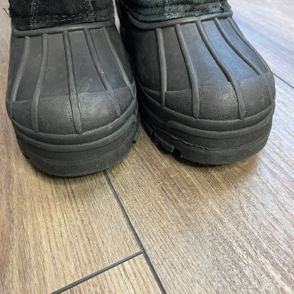 Totes Jean Snow Boots Girls‎ Size 3 Slip On Bungee Closure Suede Leather FAIR